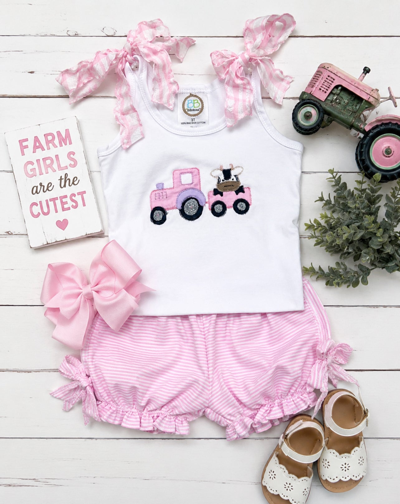 Girl Farm Pink Gingham Outfit